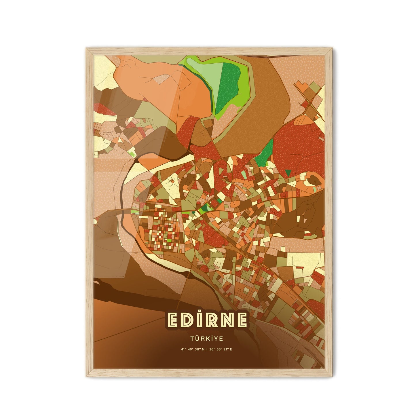 Colorful EDIRNE TURKEY Fine Art Map Farmhouse