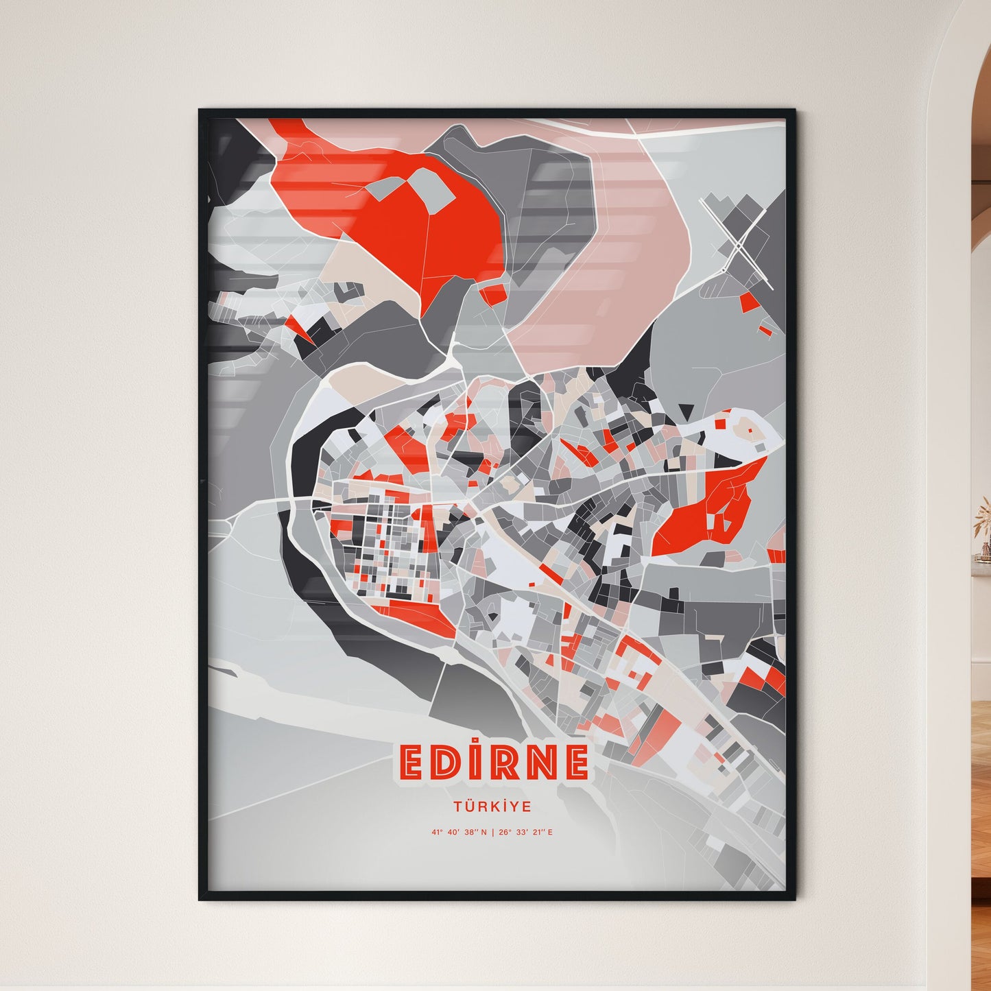 Colorful EDIRNE TURKEY Fine Art Map Modern