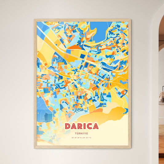 Colorful DARICA TURKEY Fine Art Map Blue Orange