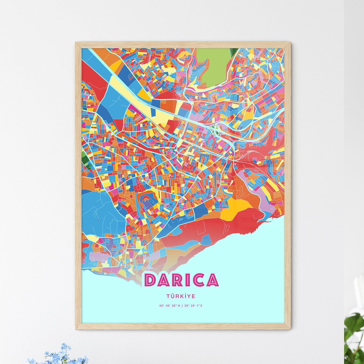 Colorful DARICA TURKEY Fine Art Map Crazy Colors