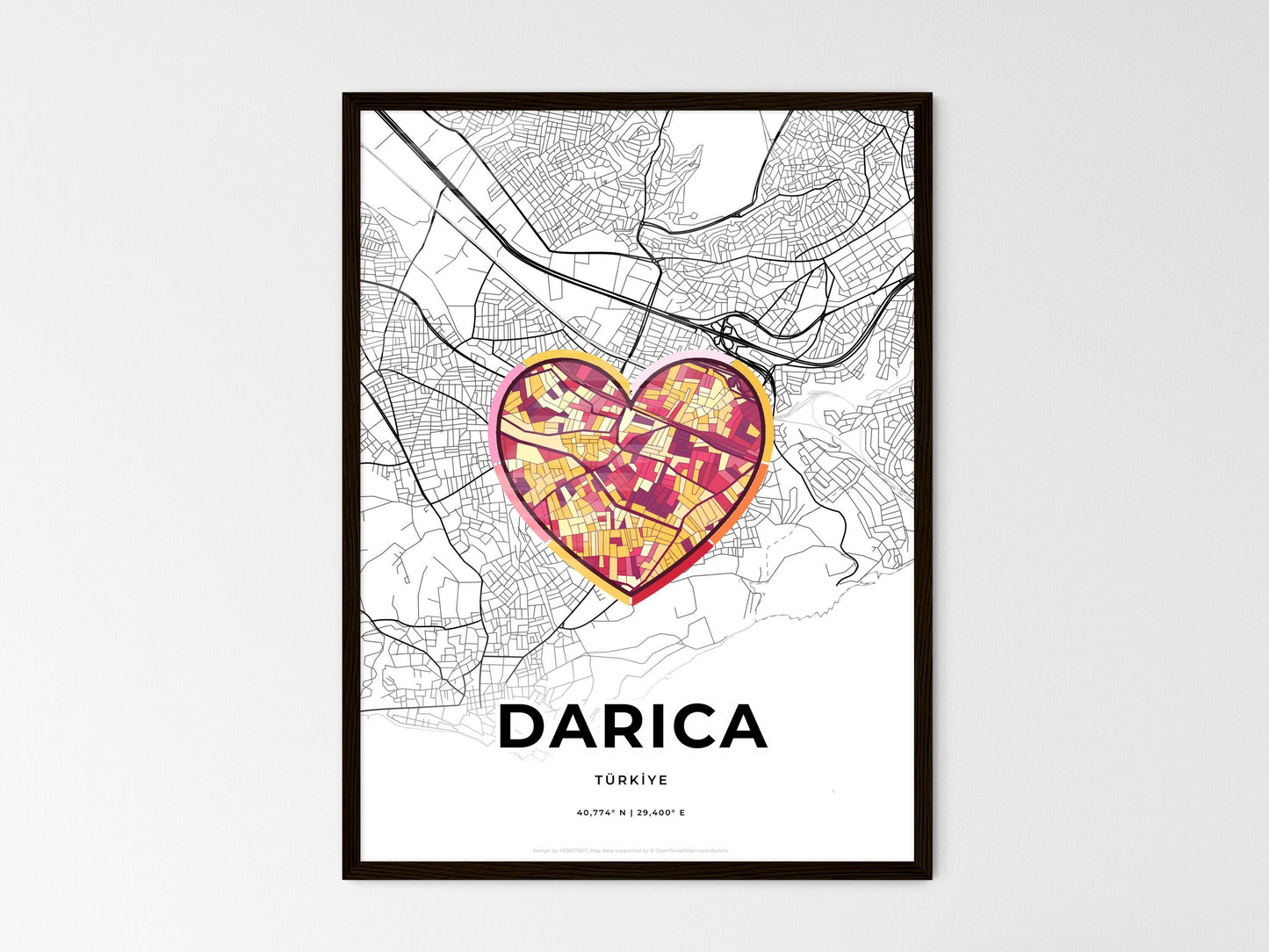 Darica Turkey wedding art map with heart icon