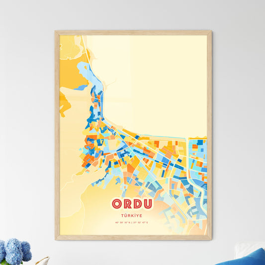 Colorful ORDU TURKEY Fine Art Map Blue Orange