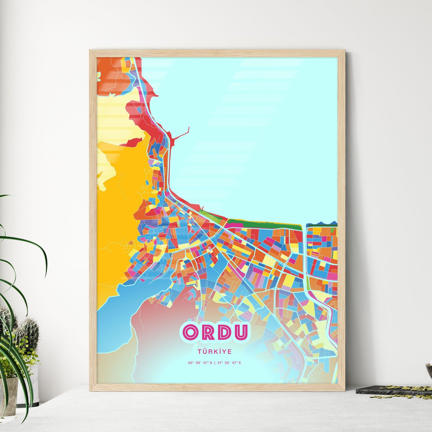 Colorful ORDU TURKEY Fine Art Map Crazy Colors