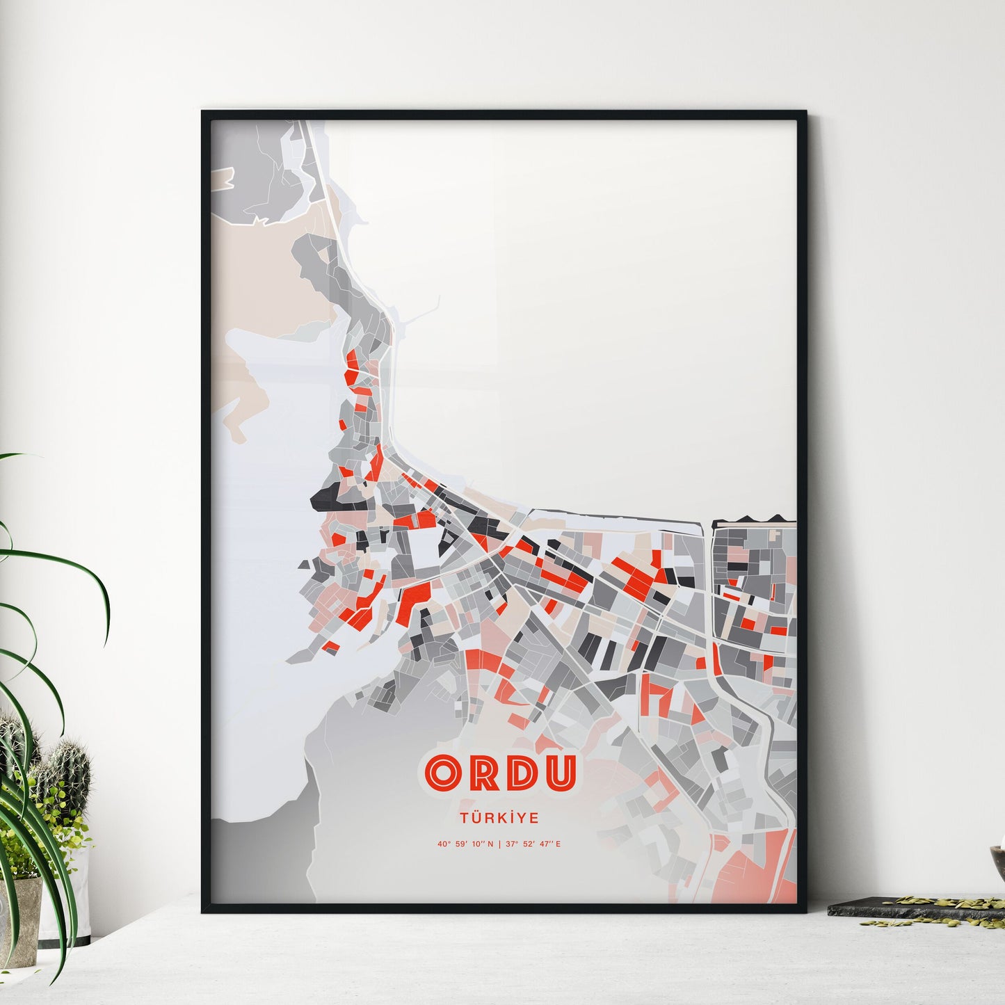 Colorful ORDU TURKEY Fine Art Map Modern