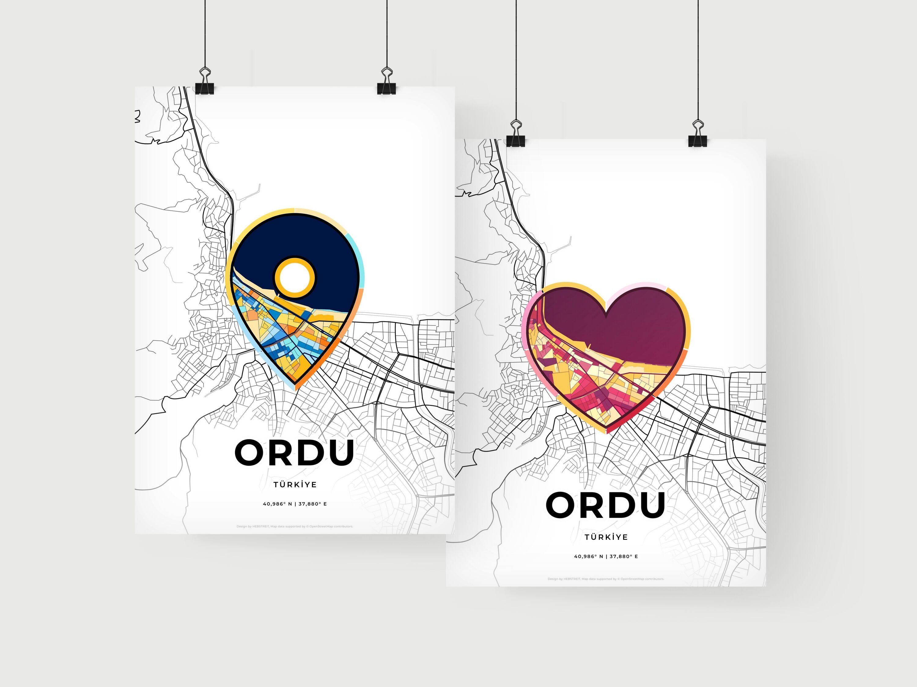 Ordu Turkey, Minimal Art Map With A Colorful Icon – HEBSTREIT