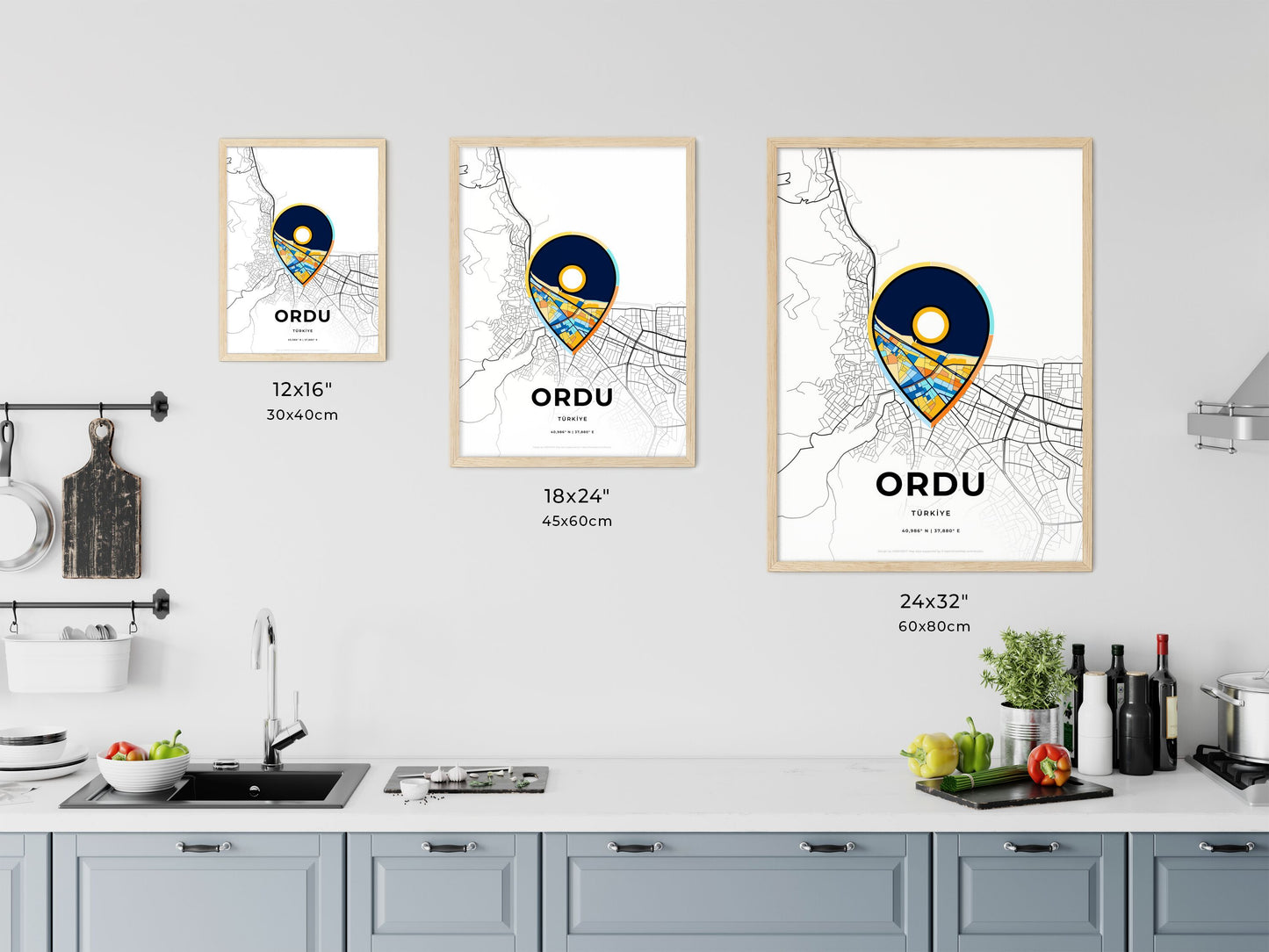 Ordu Turkey art map size chart