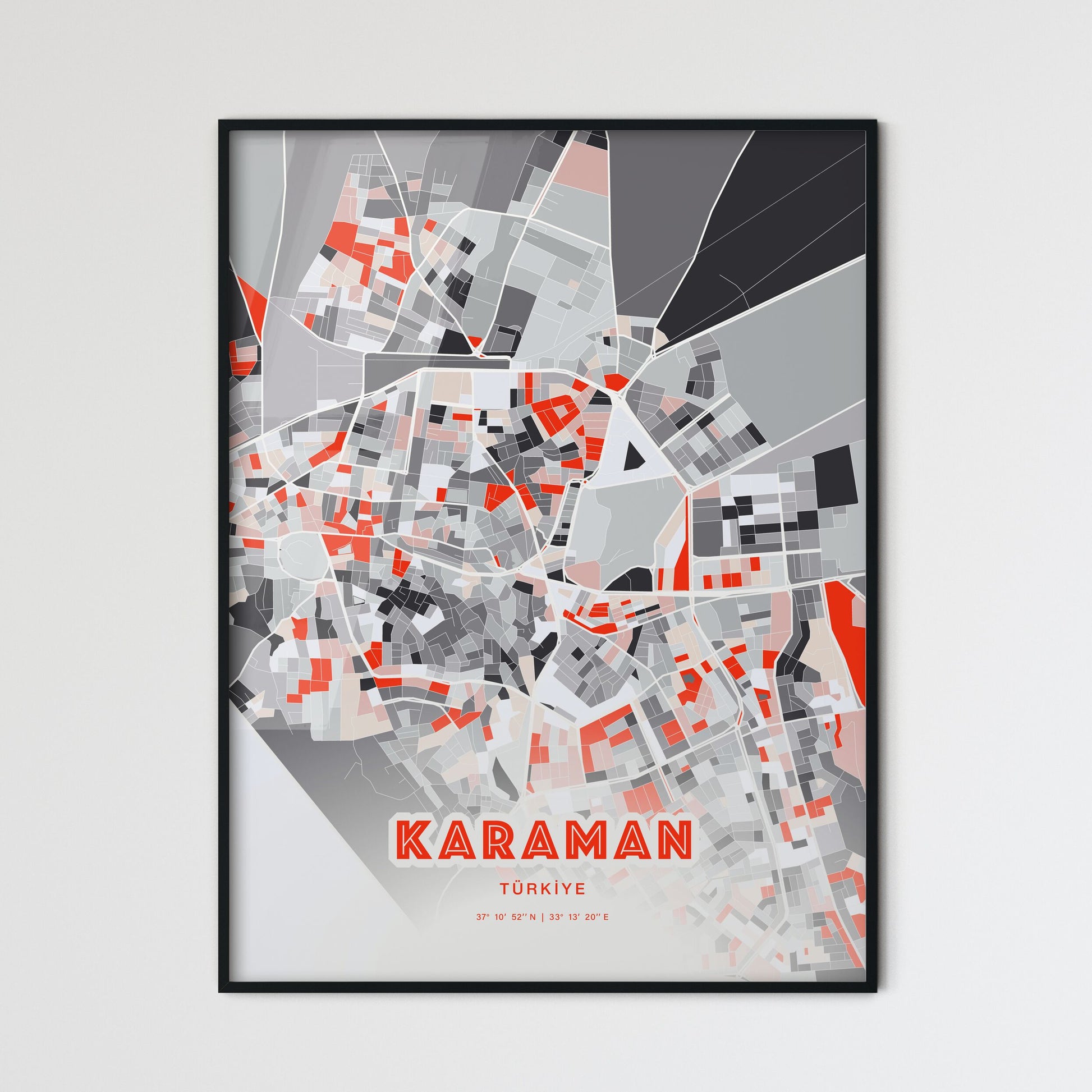 Colorful KARAMAN TURKEY Fine Art Map Modern