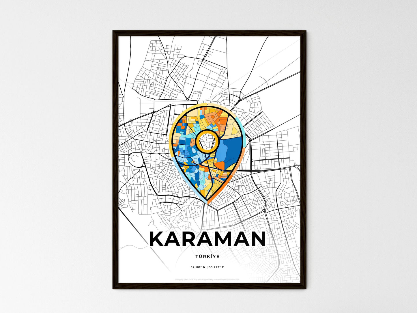Karaman Turkey wedding art map with pointer icon