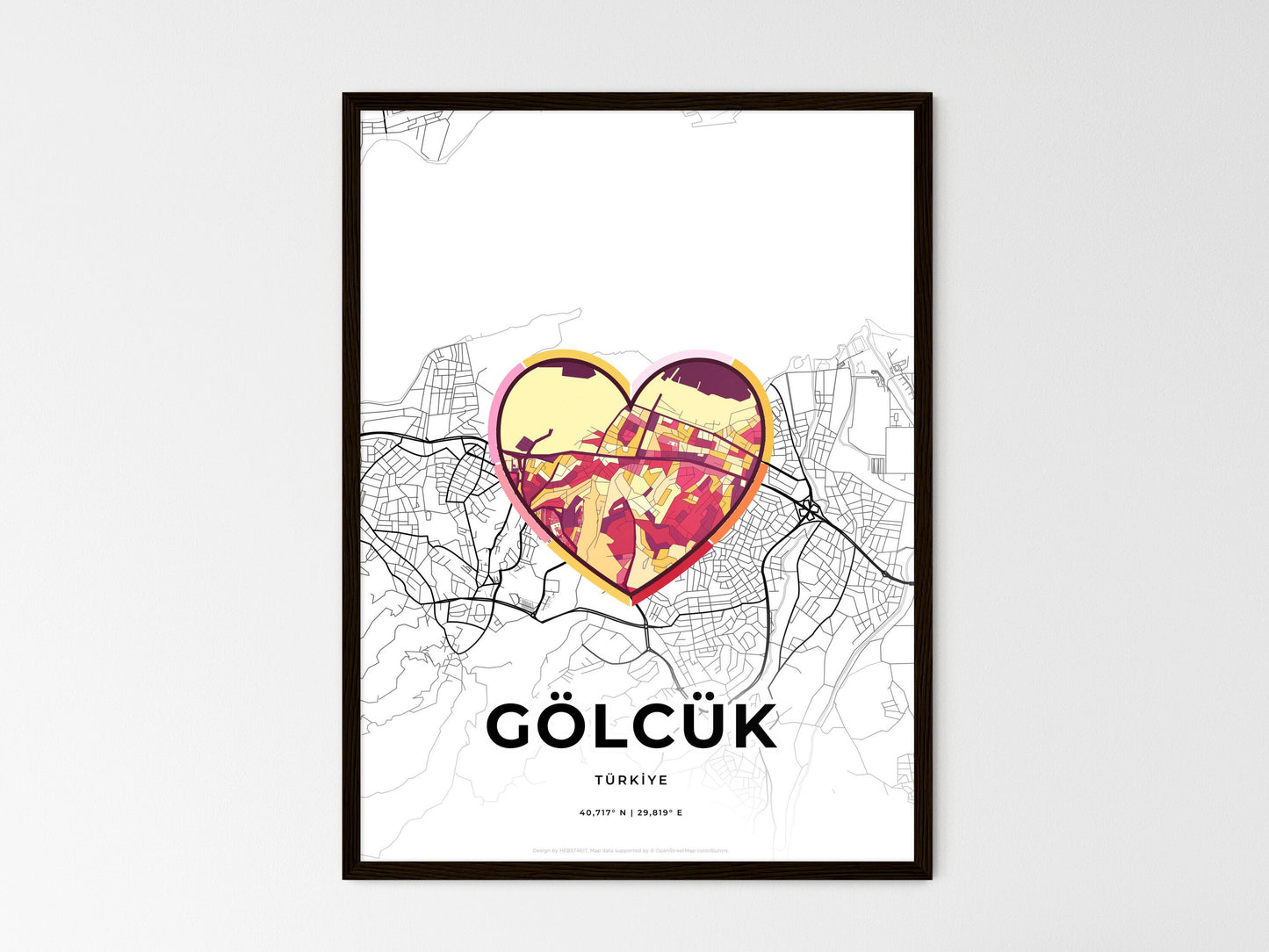 Gölcük Turkey wedding art map with heart icon