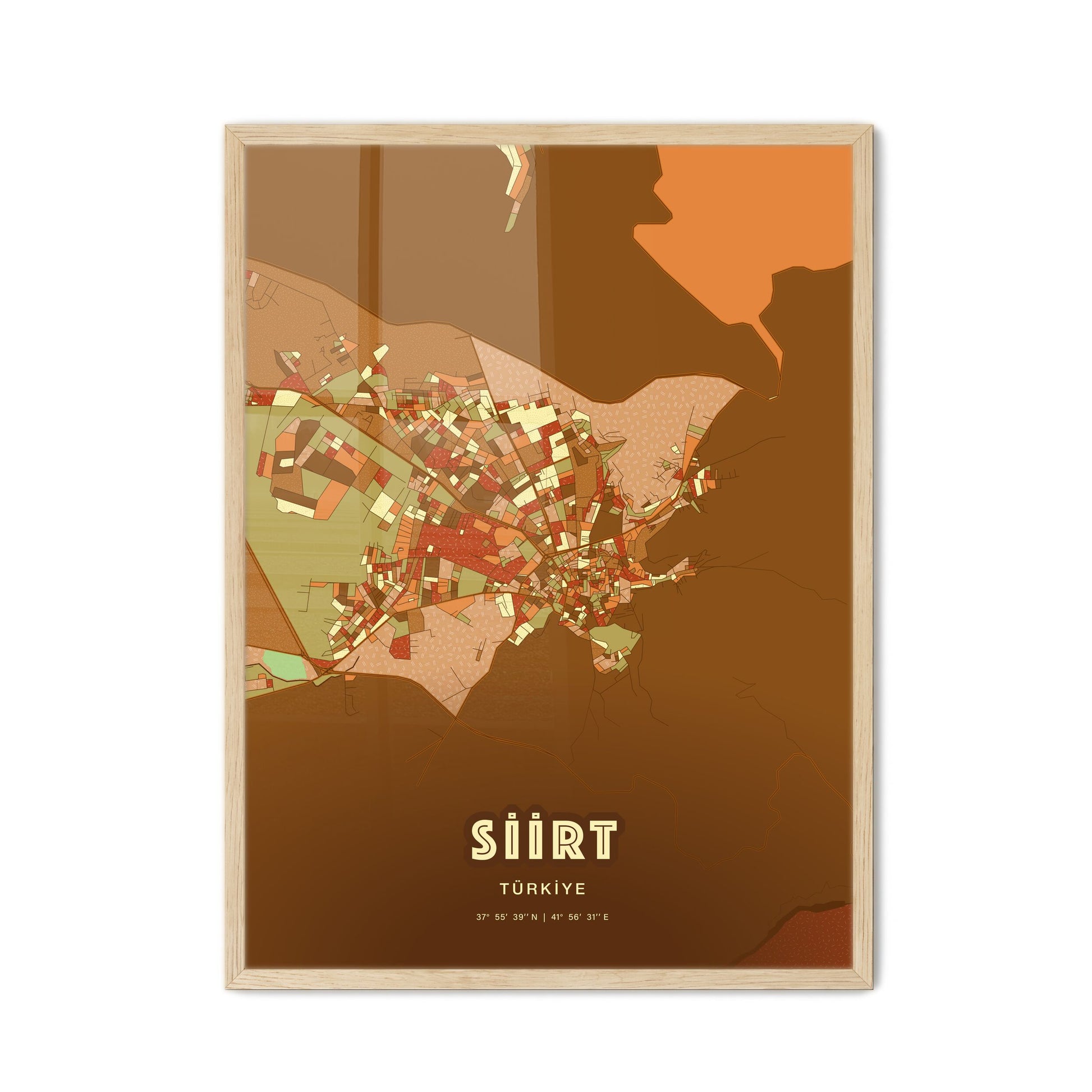 Colorful SIIRT TURKEY Fine Art Map Farmhouse