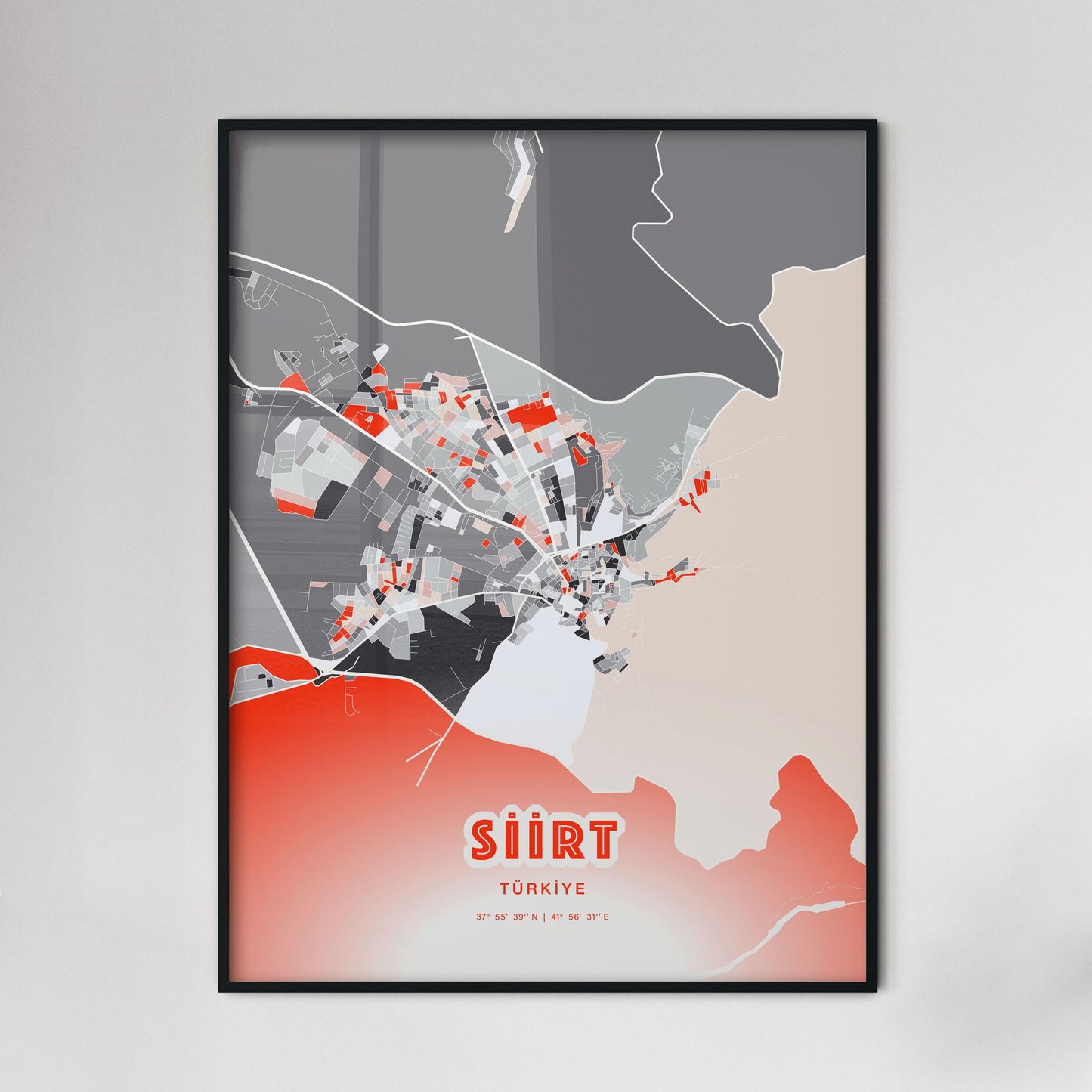 Colorful SIIRT TURKEY Fine Art Map Modern