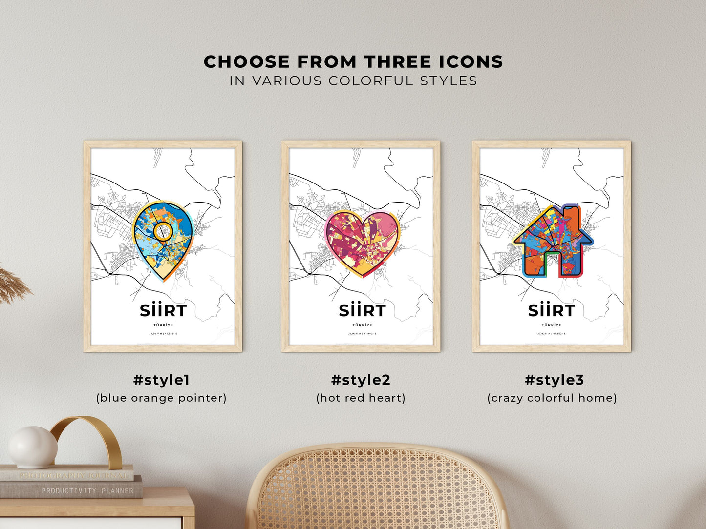 Siirt Turkey maps with colorful icons