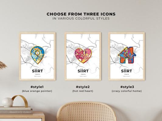 Siirt Turkey maps with colorful icons