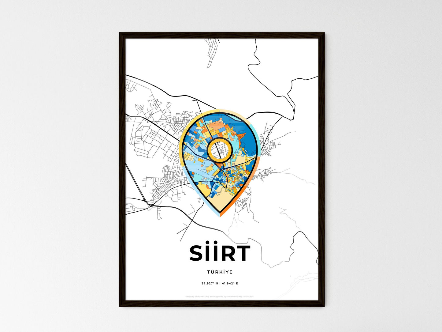 Siirt Turkey wedding art map with pointer icon