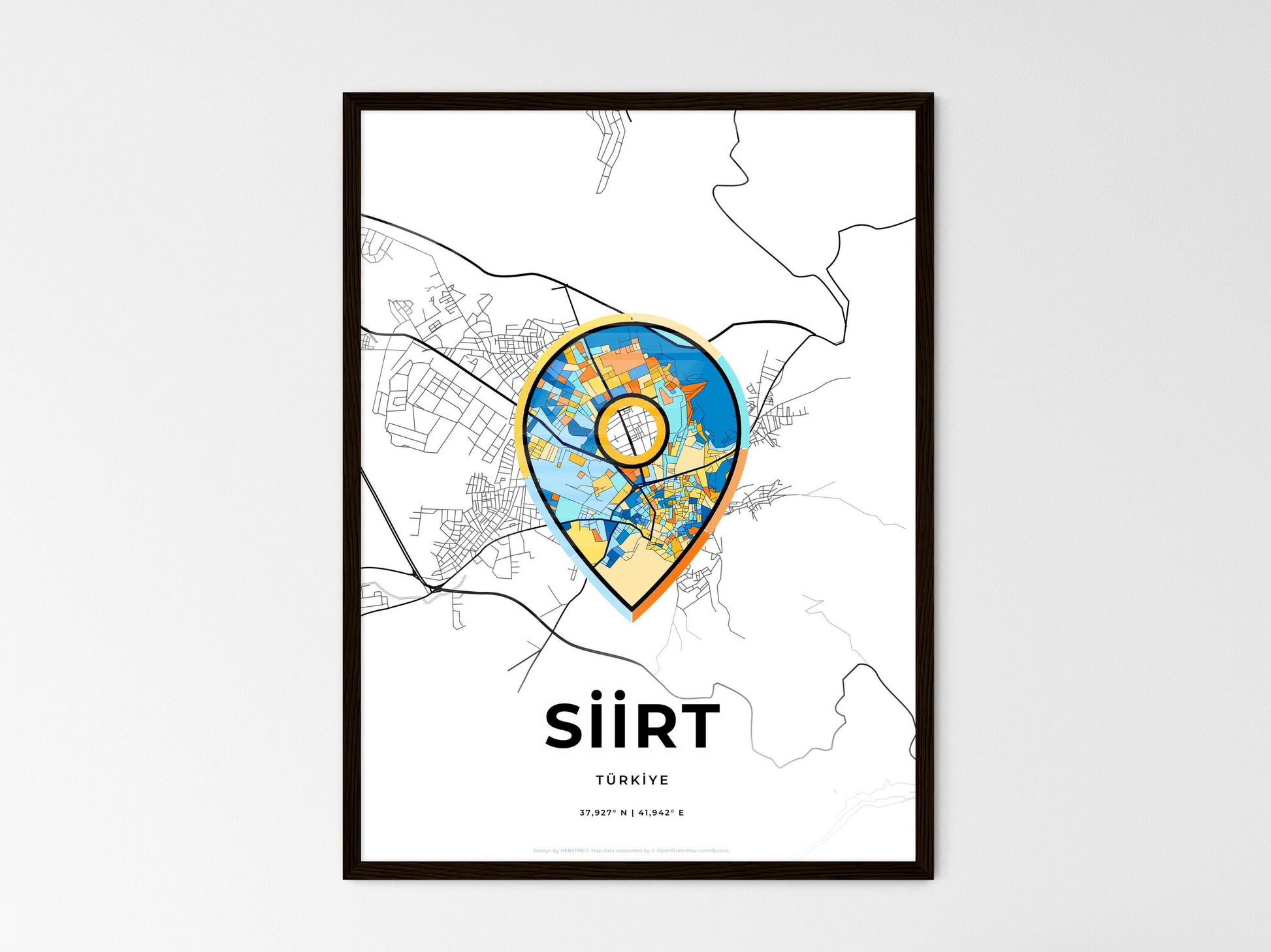 Siirt Turkey wedding art map with pointer icon
