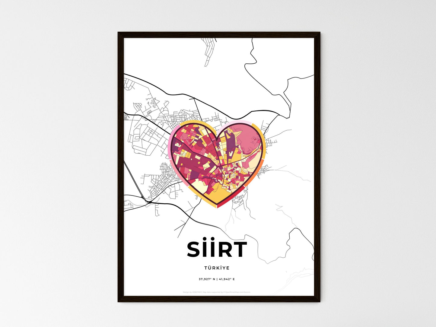 Siirt Turkey wedding art map with heart icon