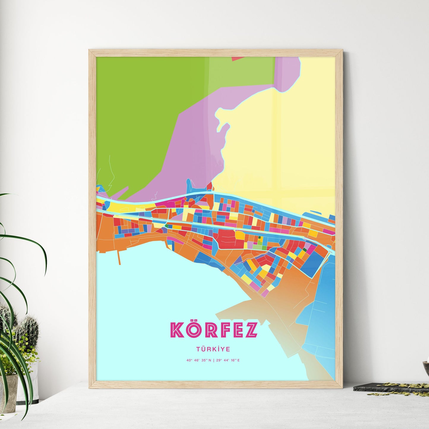 Colorful KÖRFEZ TURKEY Fine Art Map Crazy Colors