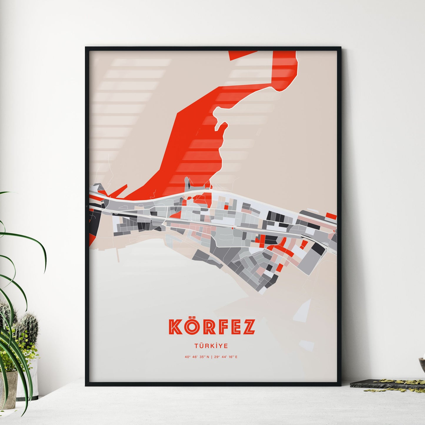 Colorful KÖRFEZ TURKEY Fine Art Map Modern