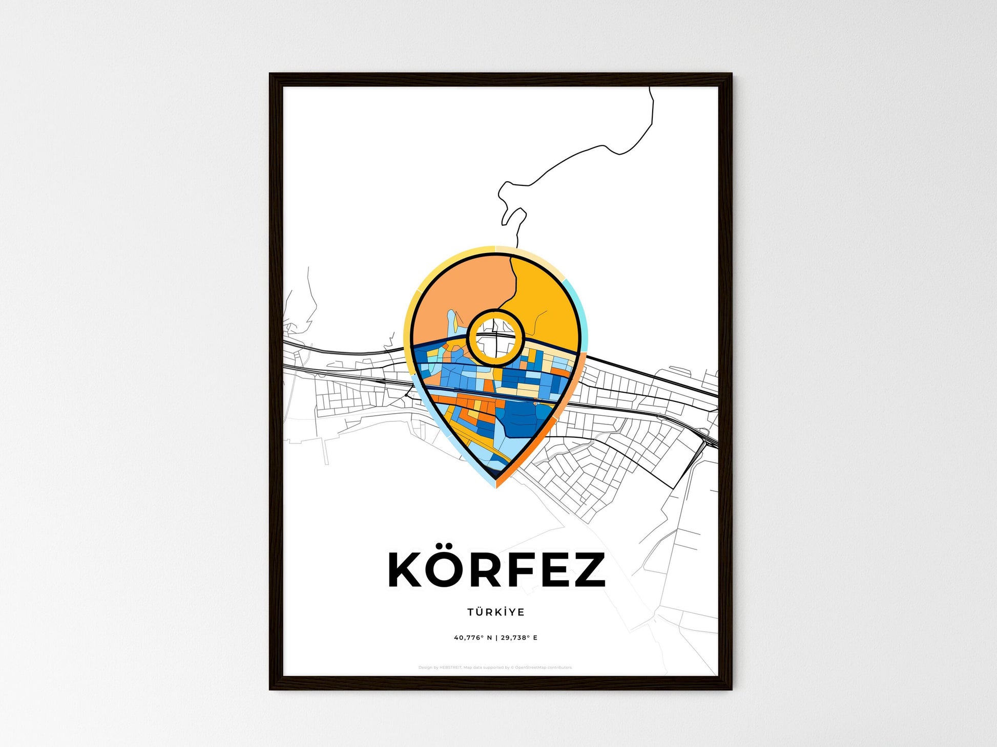 Körfez Turkey wedding art map with pointer icon