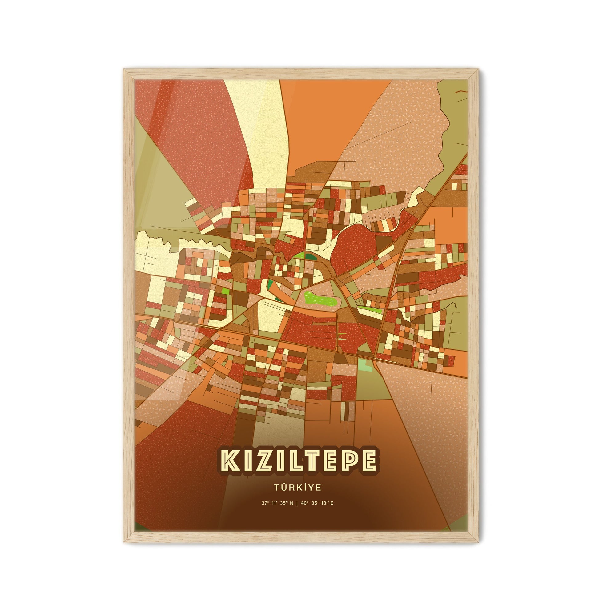 Colorful KIZILTEPE TURKEY Fine Art Map Farmhouse