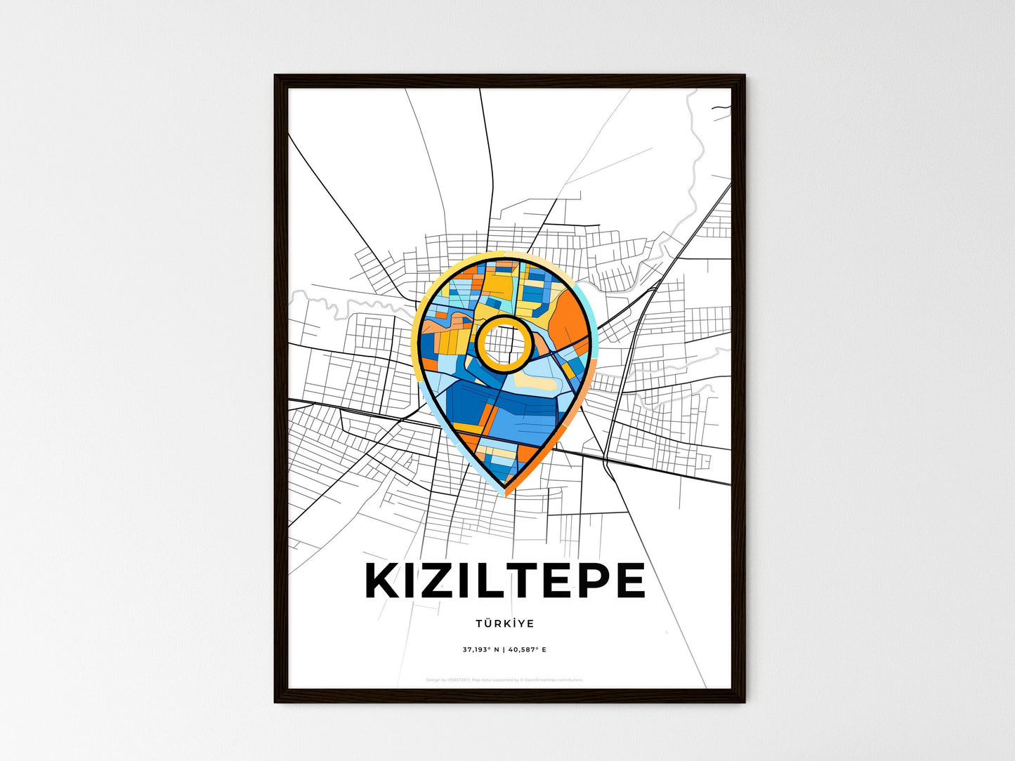 Kiziltepe Turkey wedding art map with pointer icon
