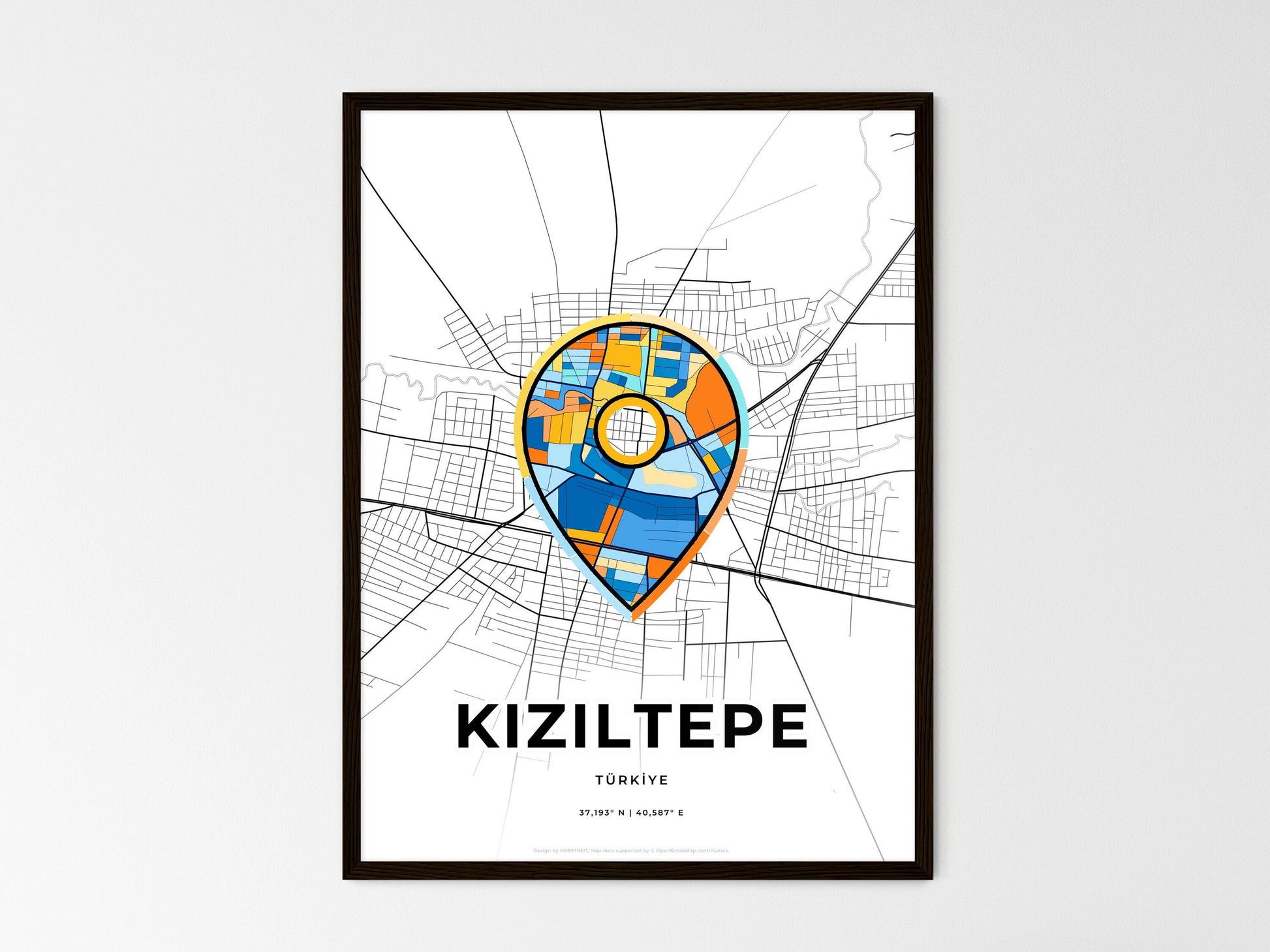 Kiziltepe Turkey wedding art map with pointer icon