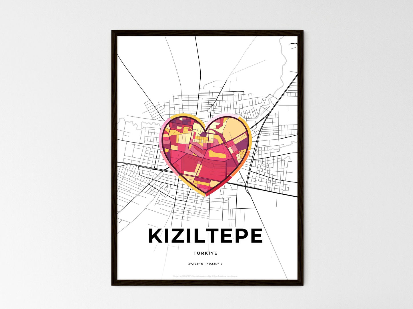 Kiziltepe Turkey wedding art map with heart icon