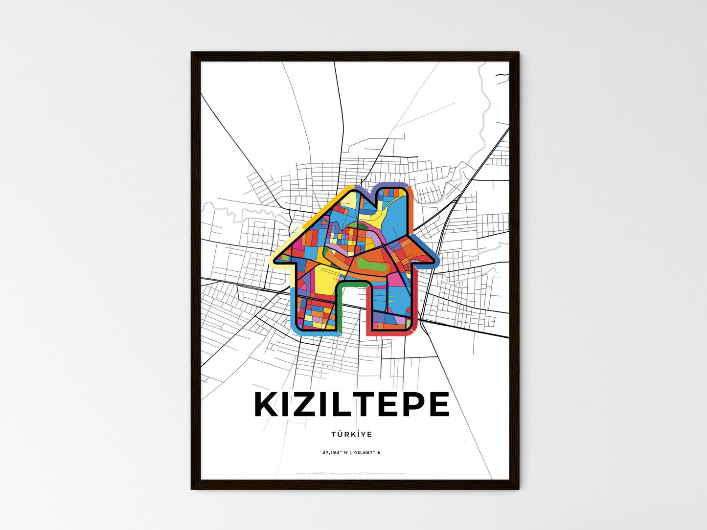 Kiziltepe Turkey wedding art map with home icon