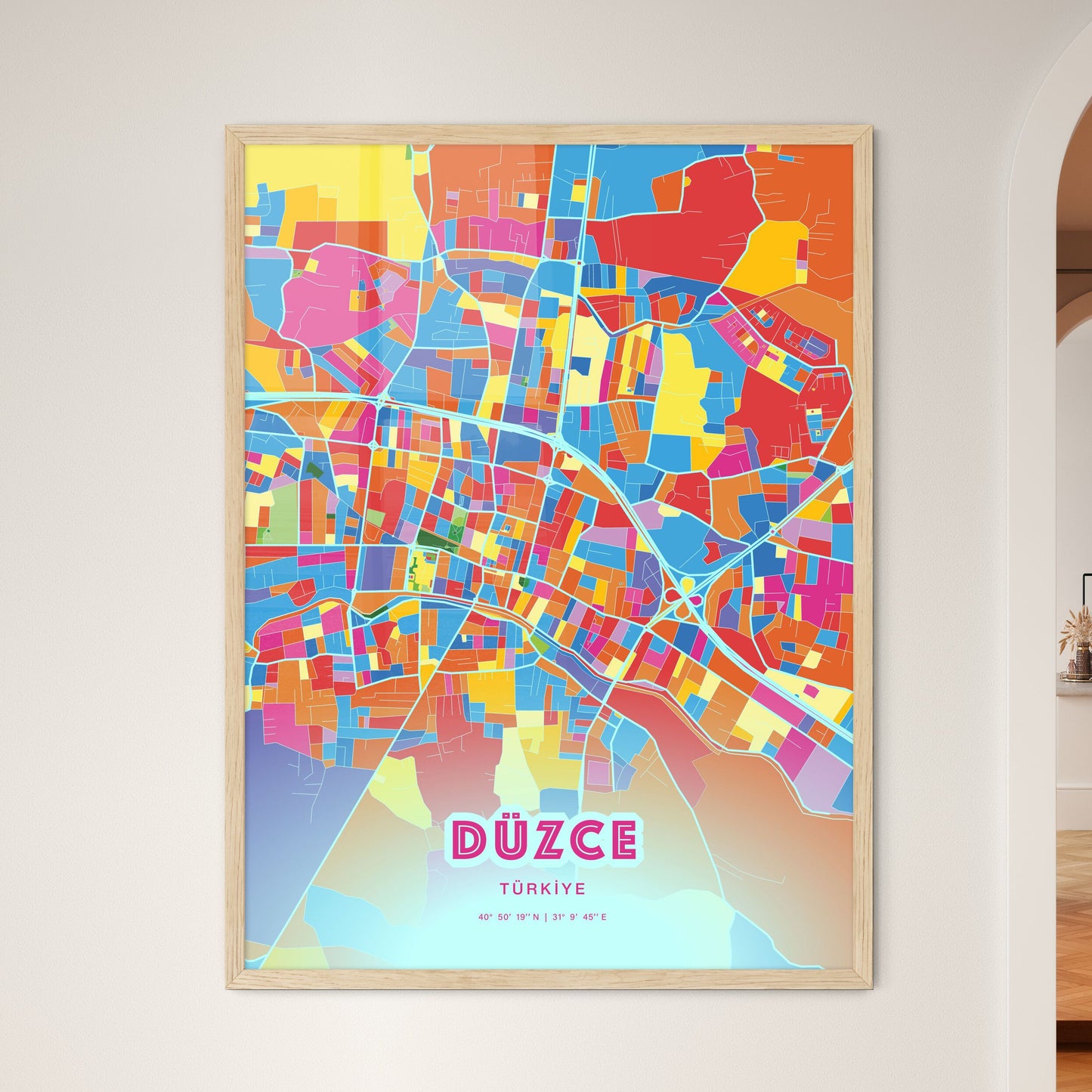Colorful DÜZCE TURKEY Fine Art Map Crazy Colors