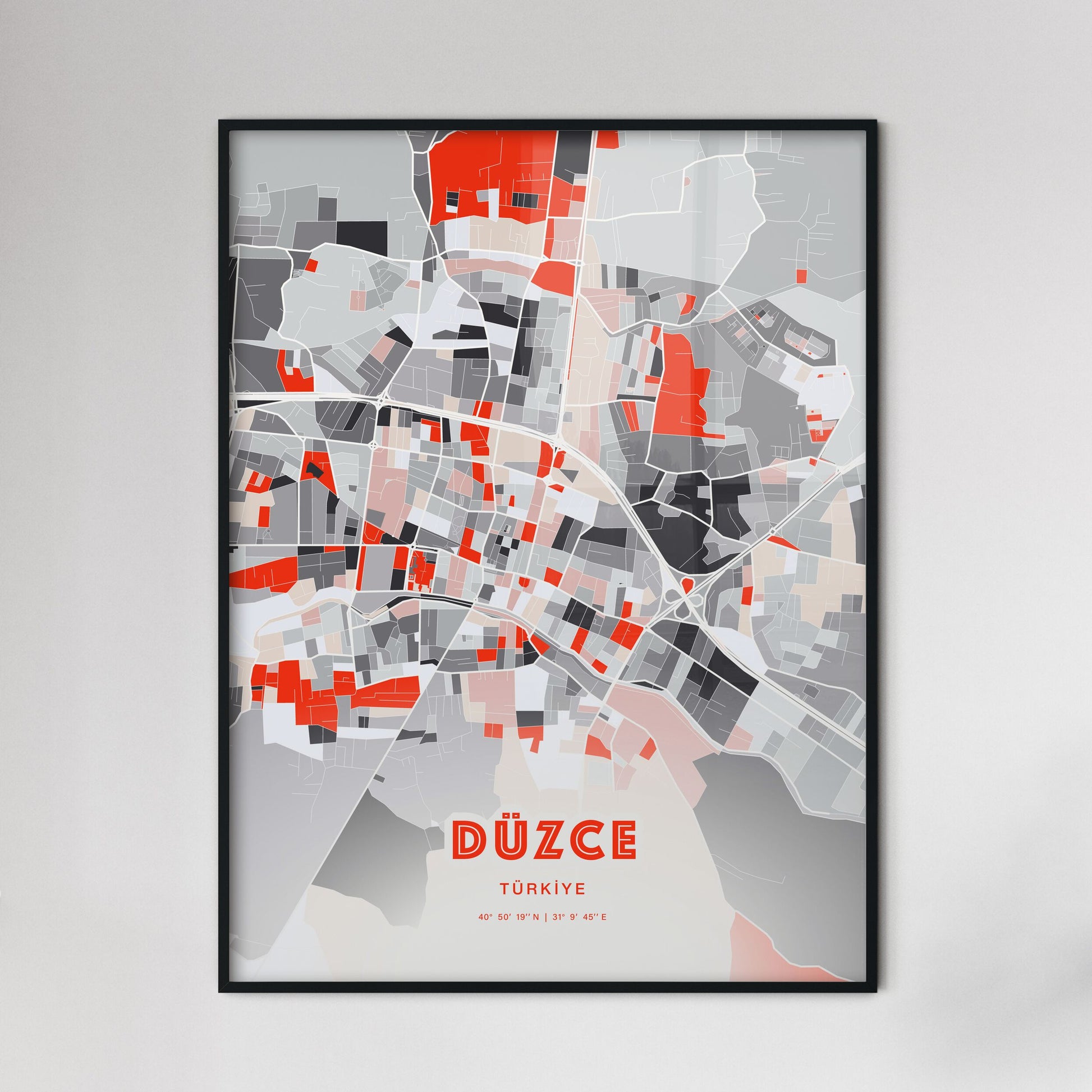 Colorful DÜZCE TURKEY Fine Art Map Modern