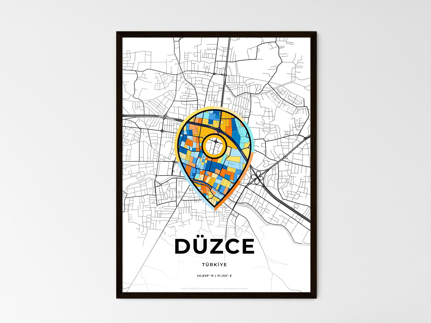 Düzce Turkey wedding art map with pointer icon