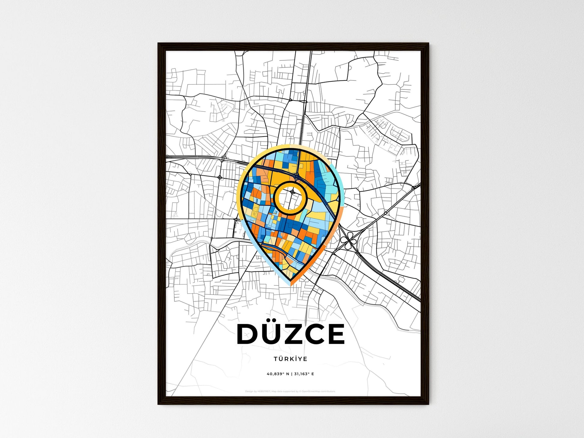 Düzce Turkey wedding art map with pointer icon