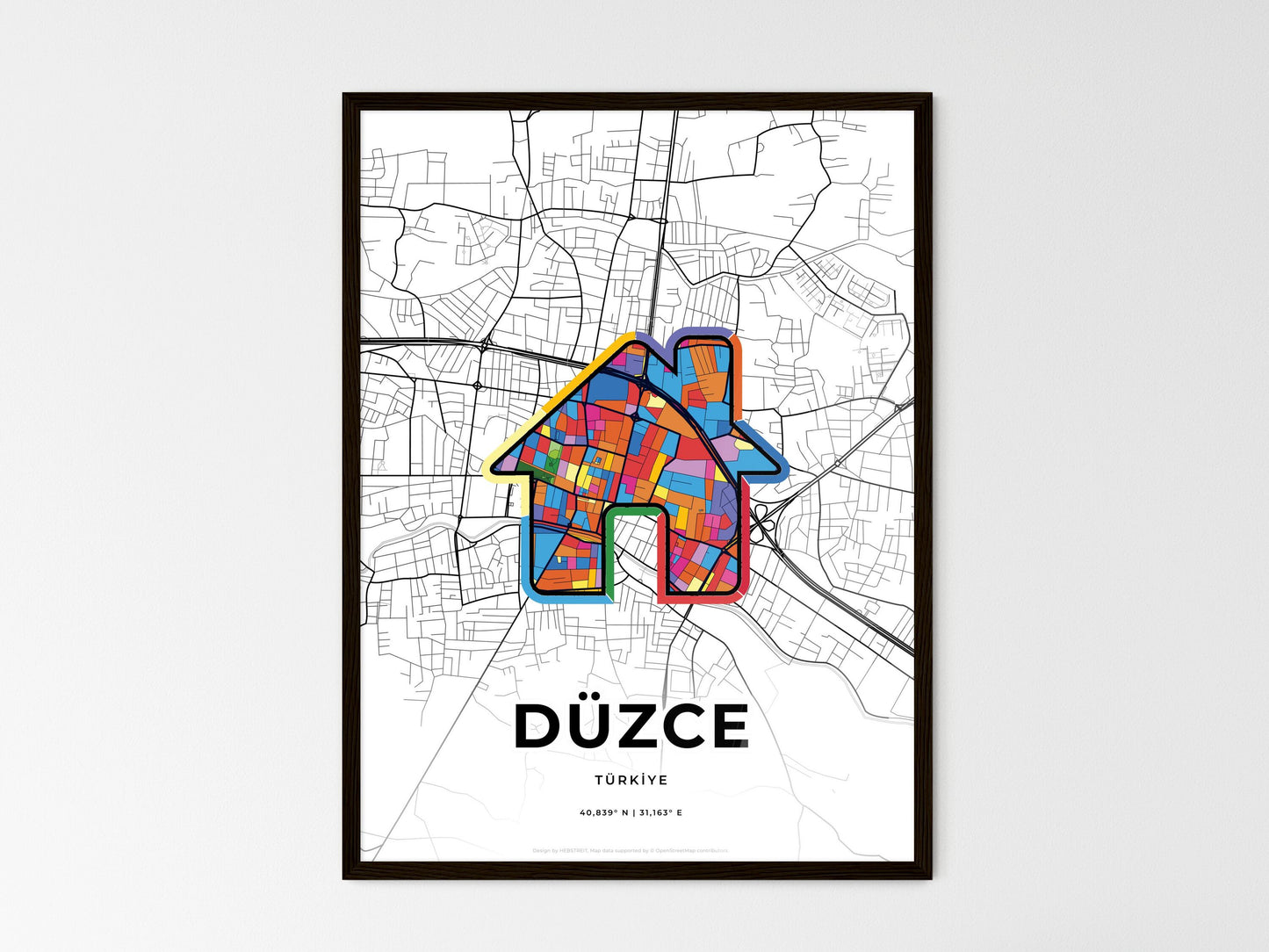 Düzce Turkey wedding art map with home icon