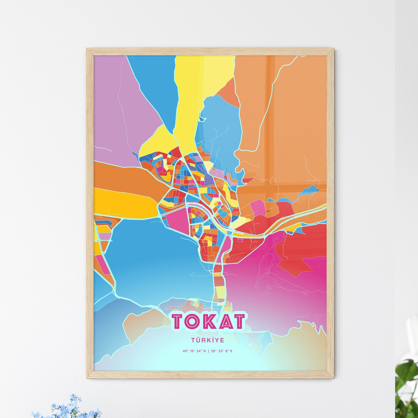 Colorful TOKAT TURKEY Fine Art Map Crazy Colors