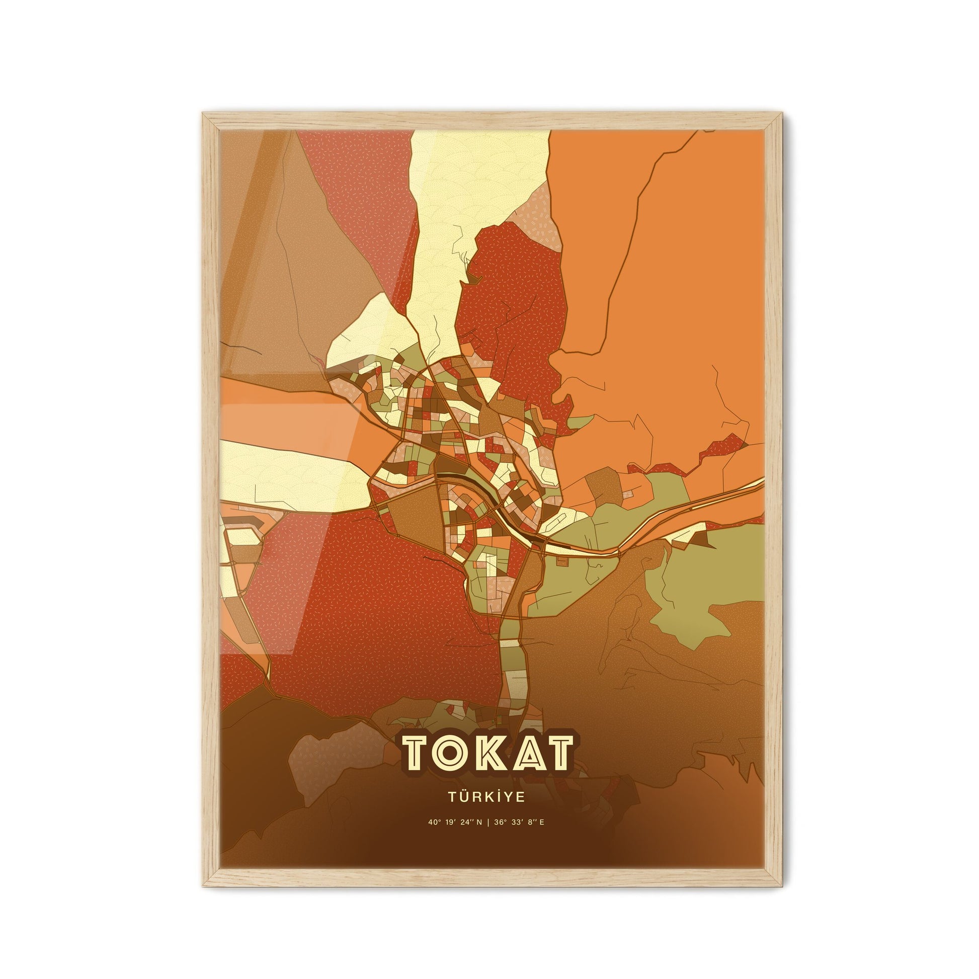 Colorful TOKAT TURKEY Fine Art Map Farmhouse