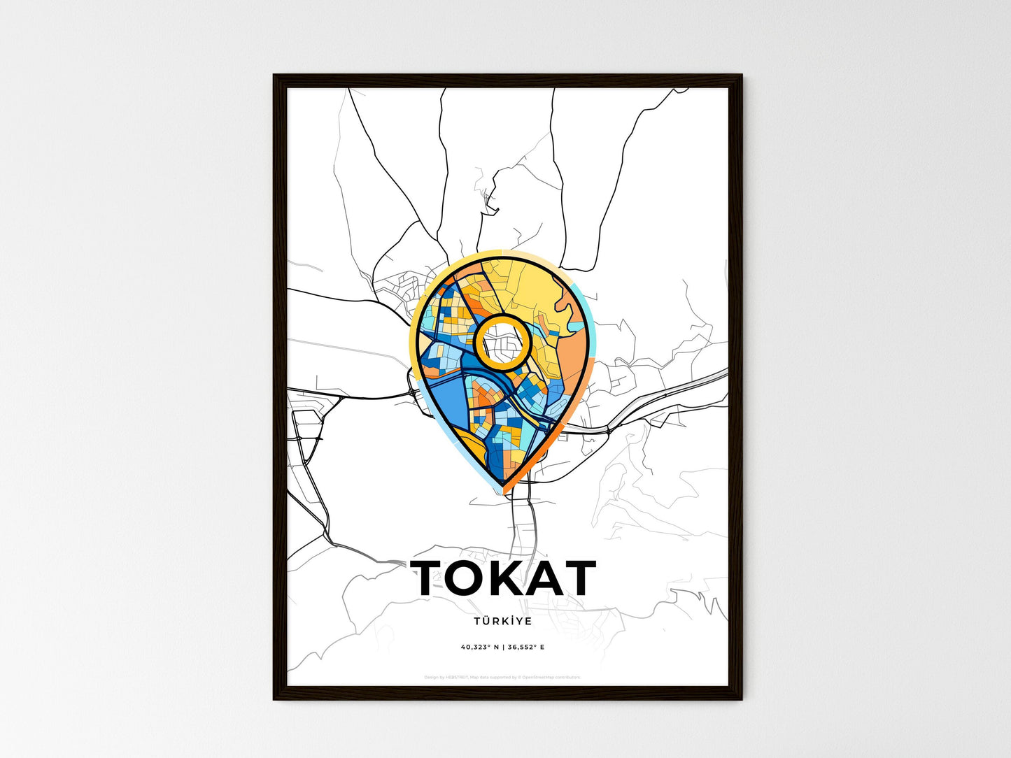 Tokat Turkey wedding art map with pointer icon