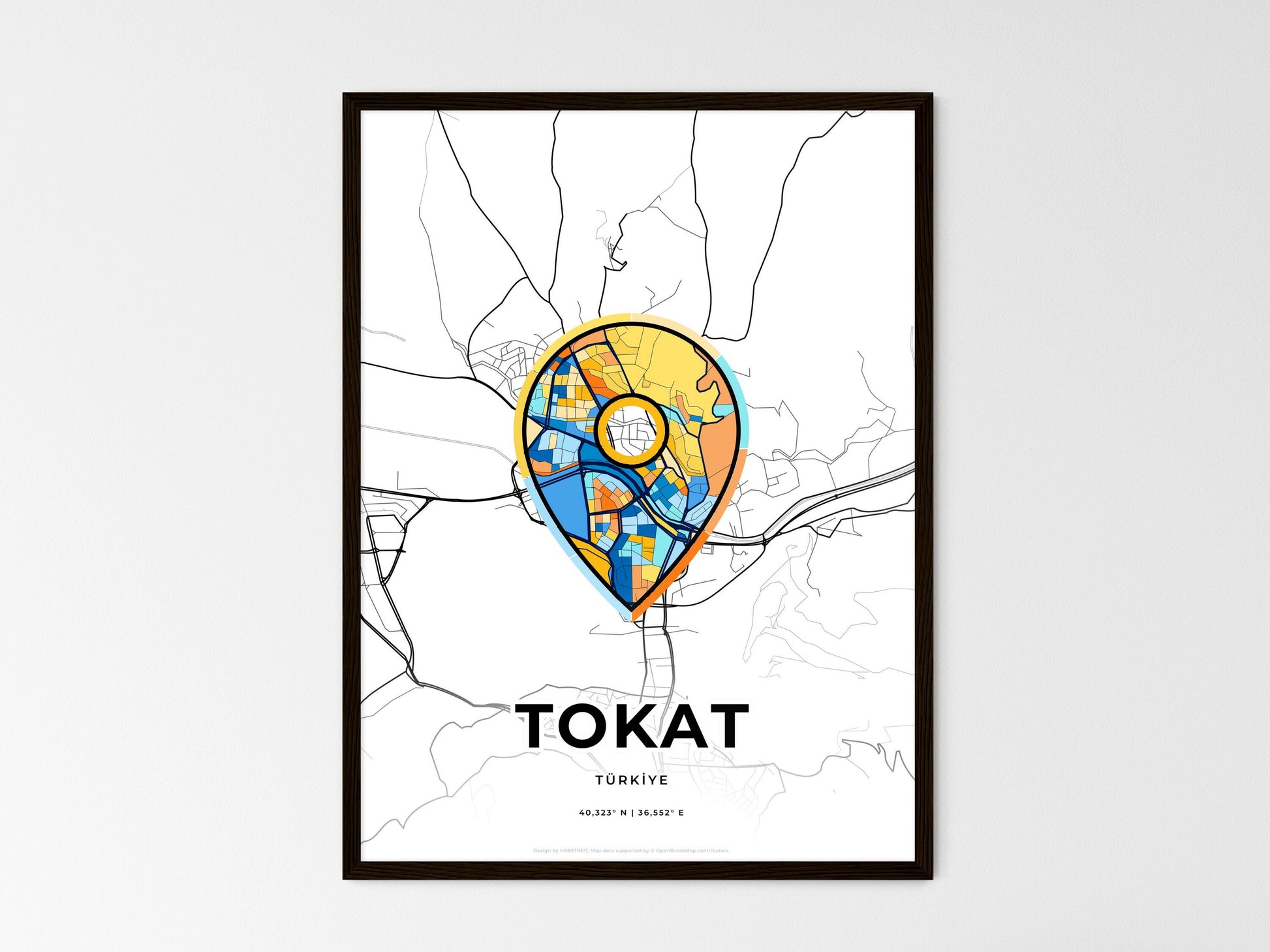 Tokat Turkey wedding art map with pointer icon