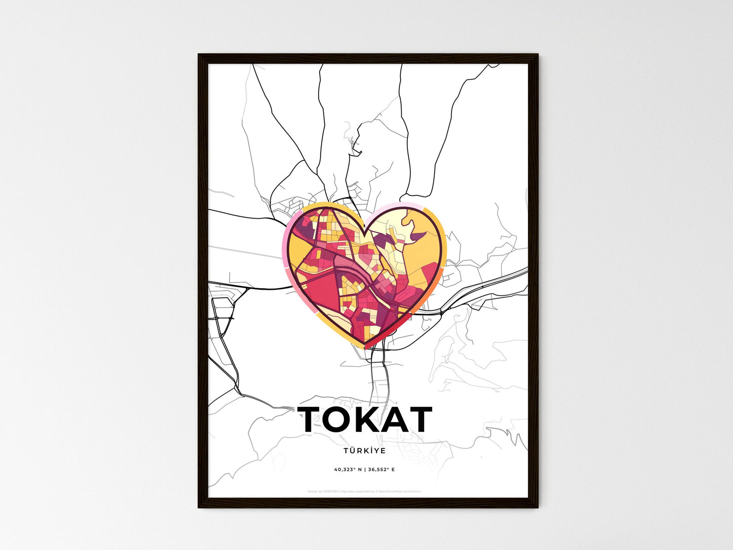 Tokat Turkey wedding art map with heart icon