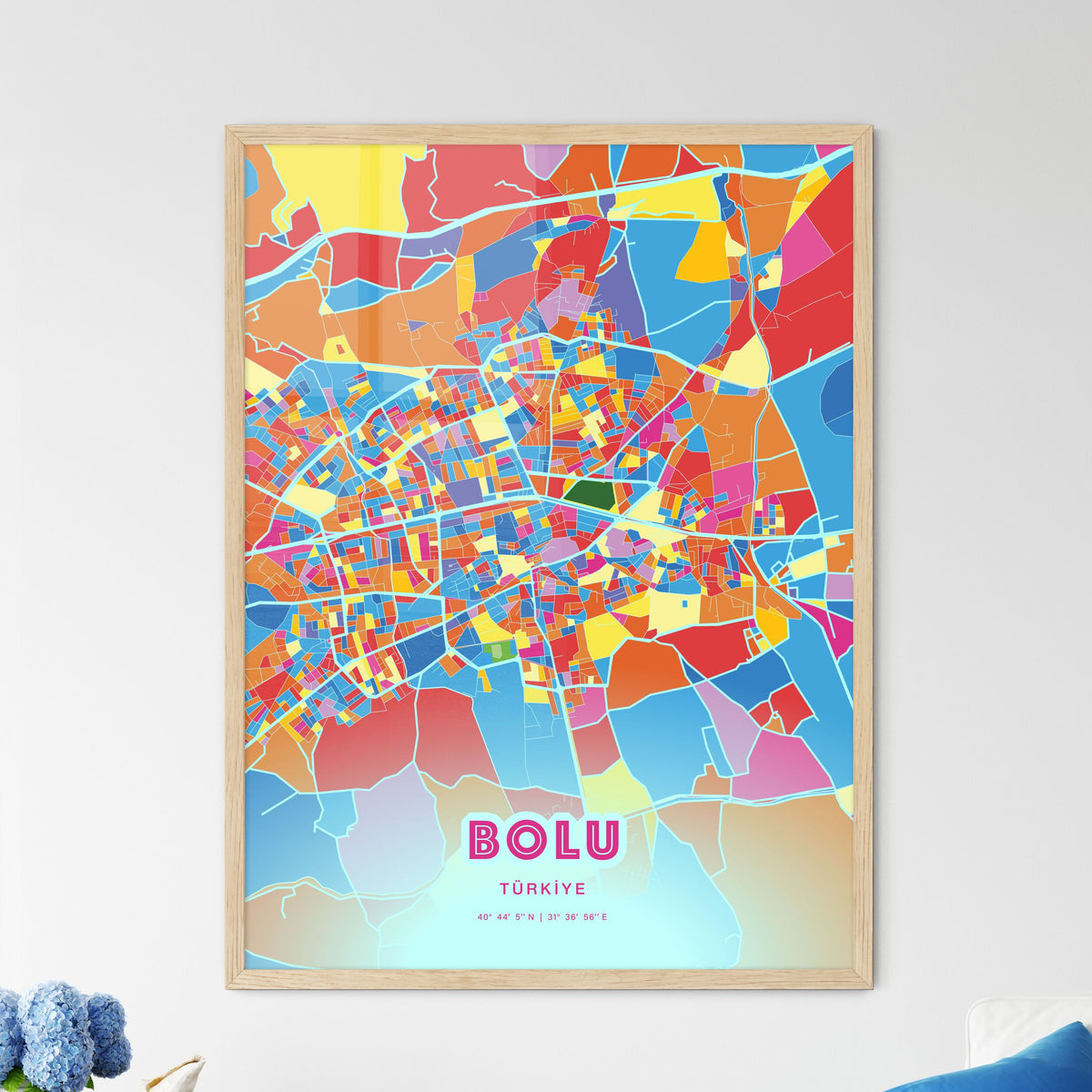 Colorful BOLU TURKEY Fine Art Map Crazy Colors