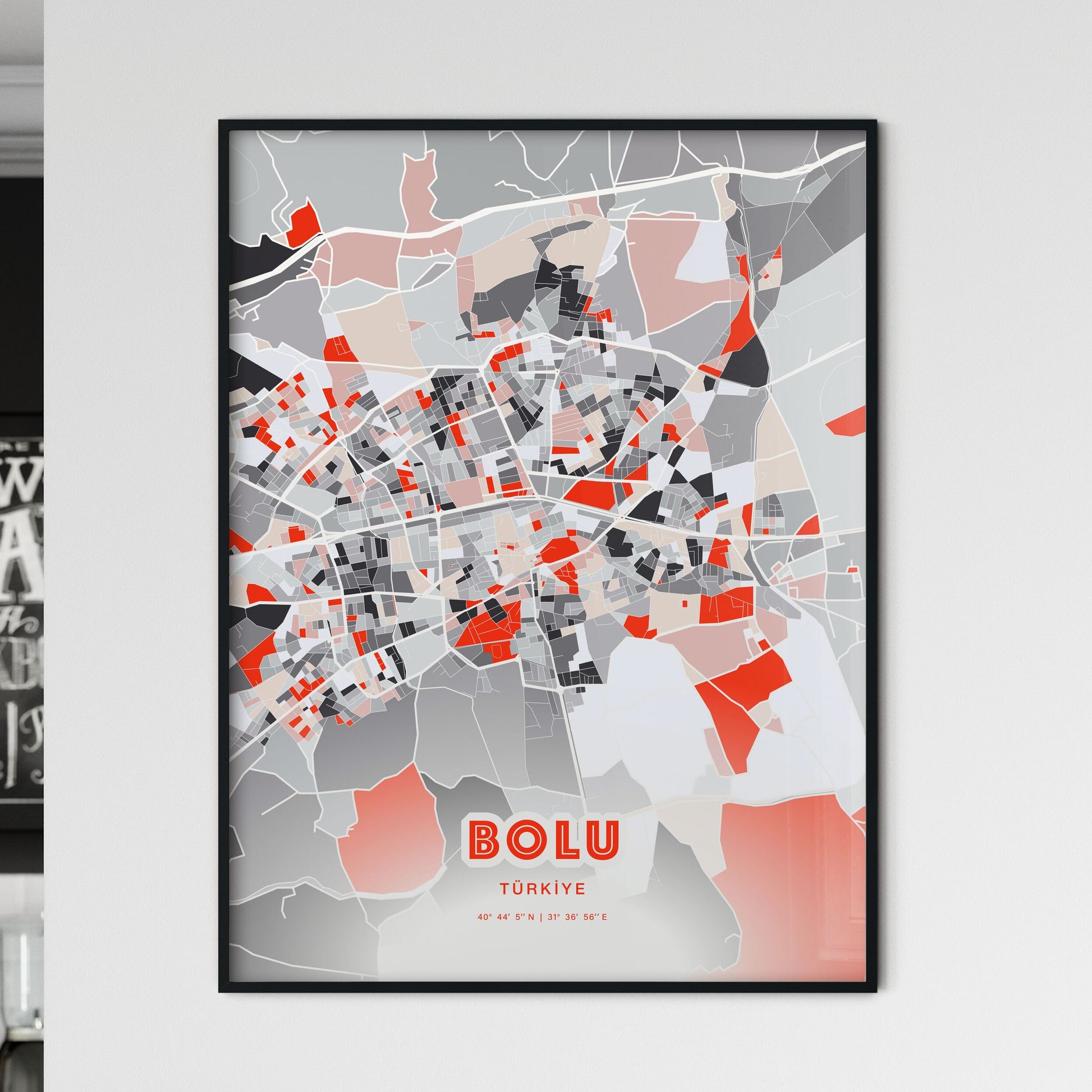 Colorful BOLU TURKEY Fine Art Map Modern