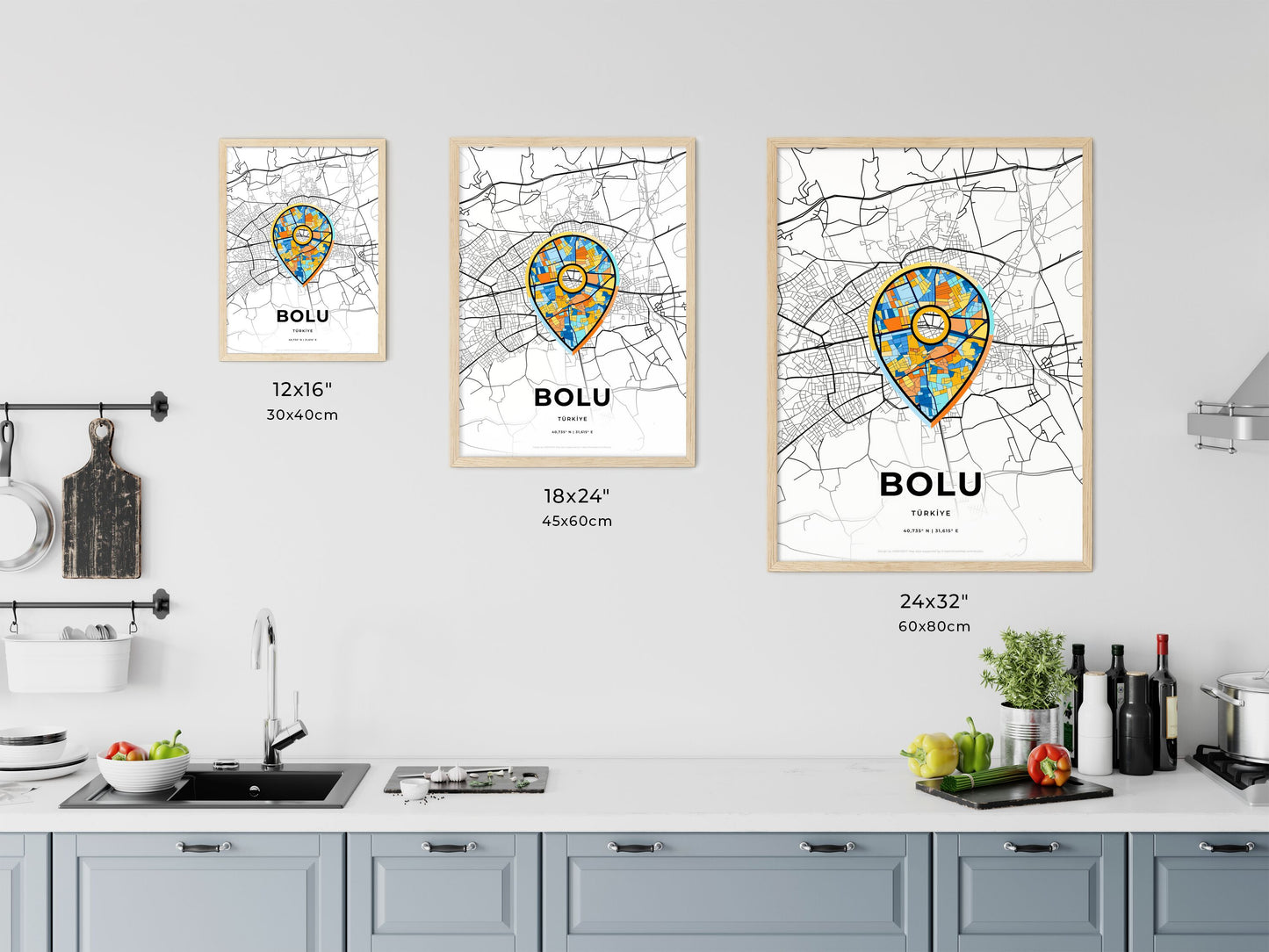 Bolu Turkey art map size chart