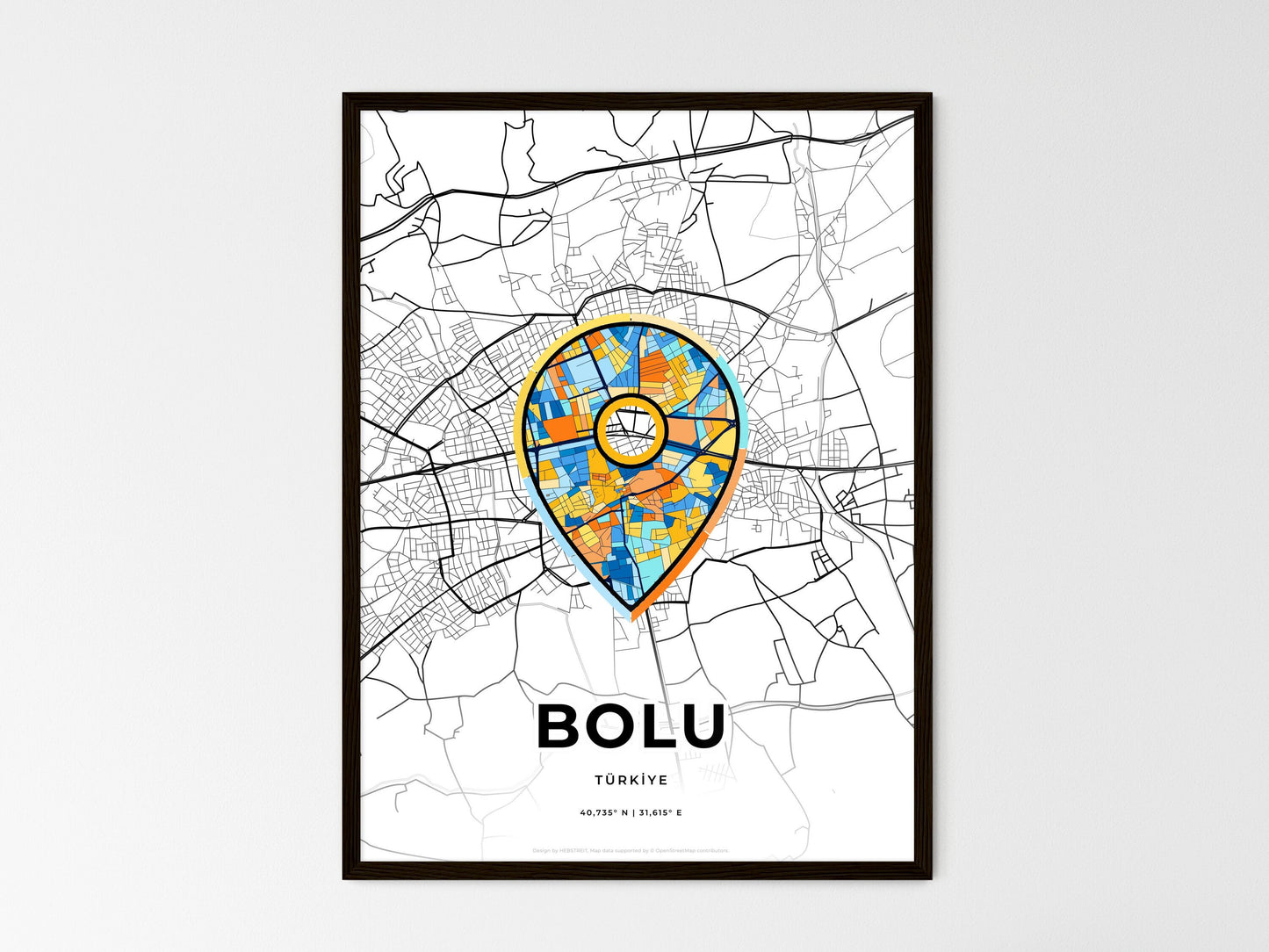 Bolu Turkey wedding art map with pointer icon