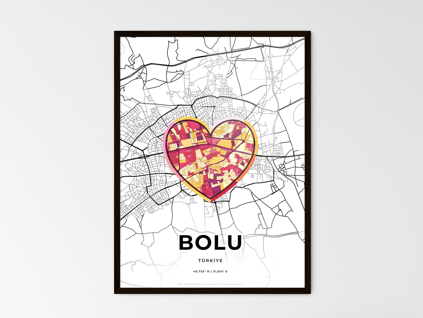 Bolu Turkey wedding art map with heart icon