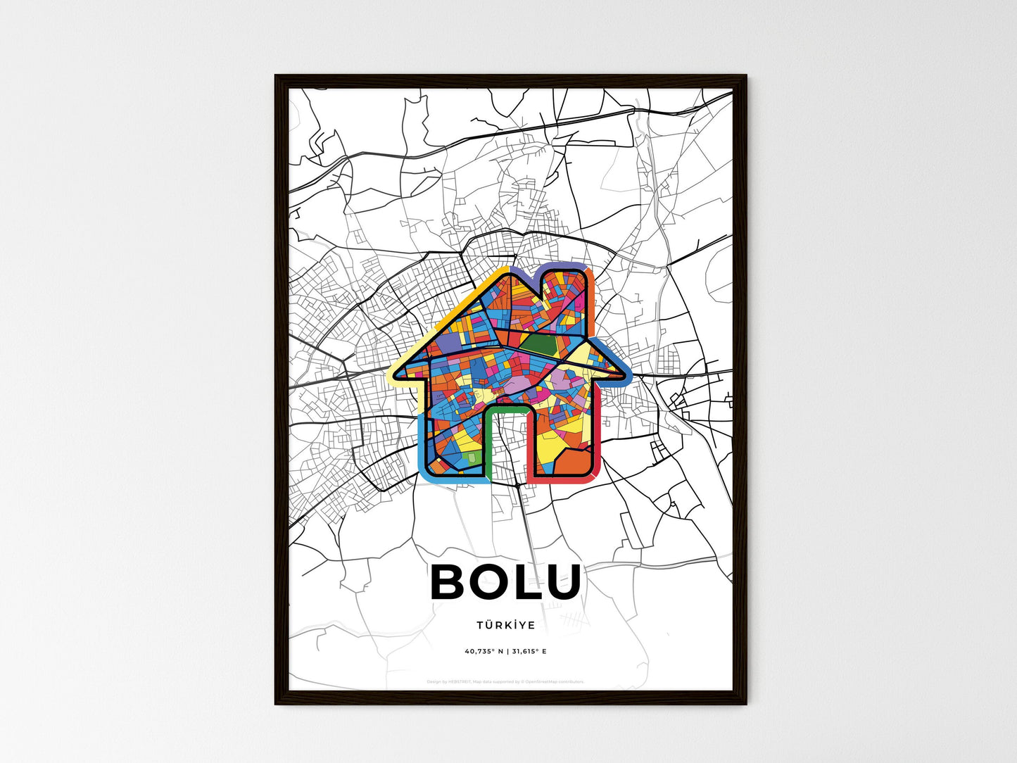 Bolu Turkey wedding art map with home icon