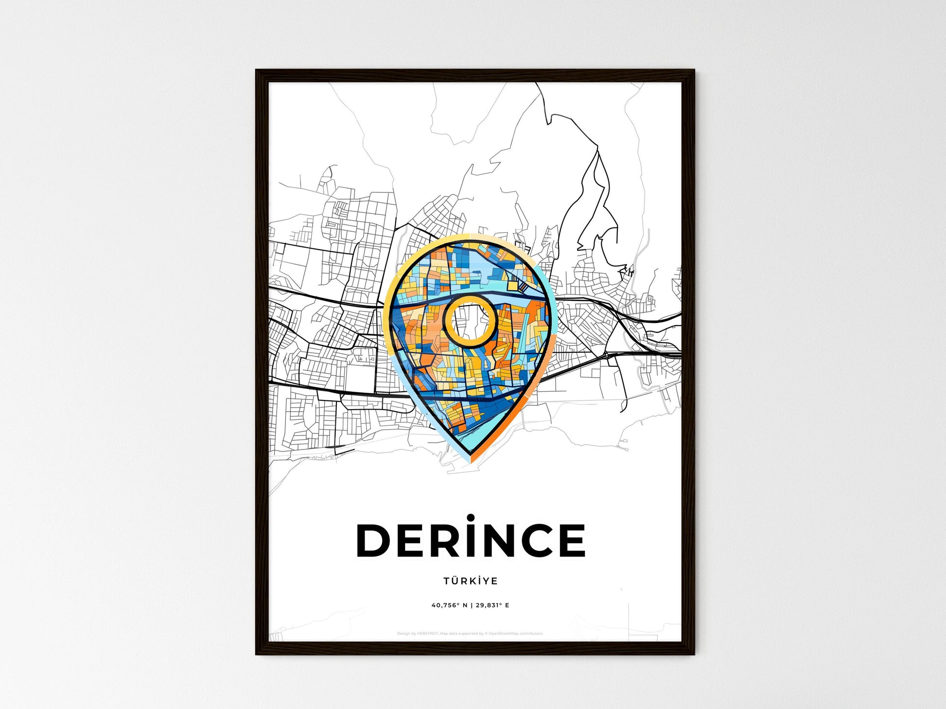 Derince Turkey wedding art map with pointer icon