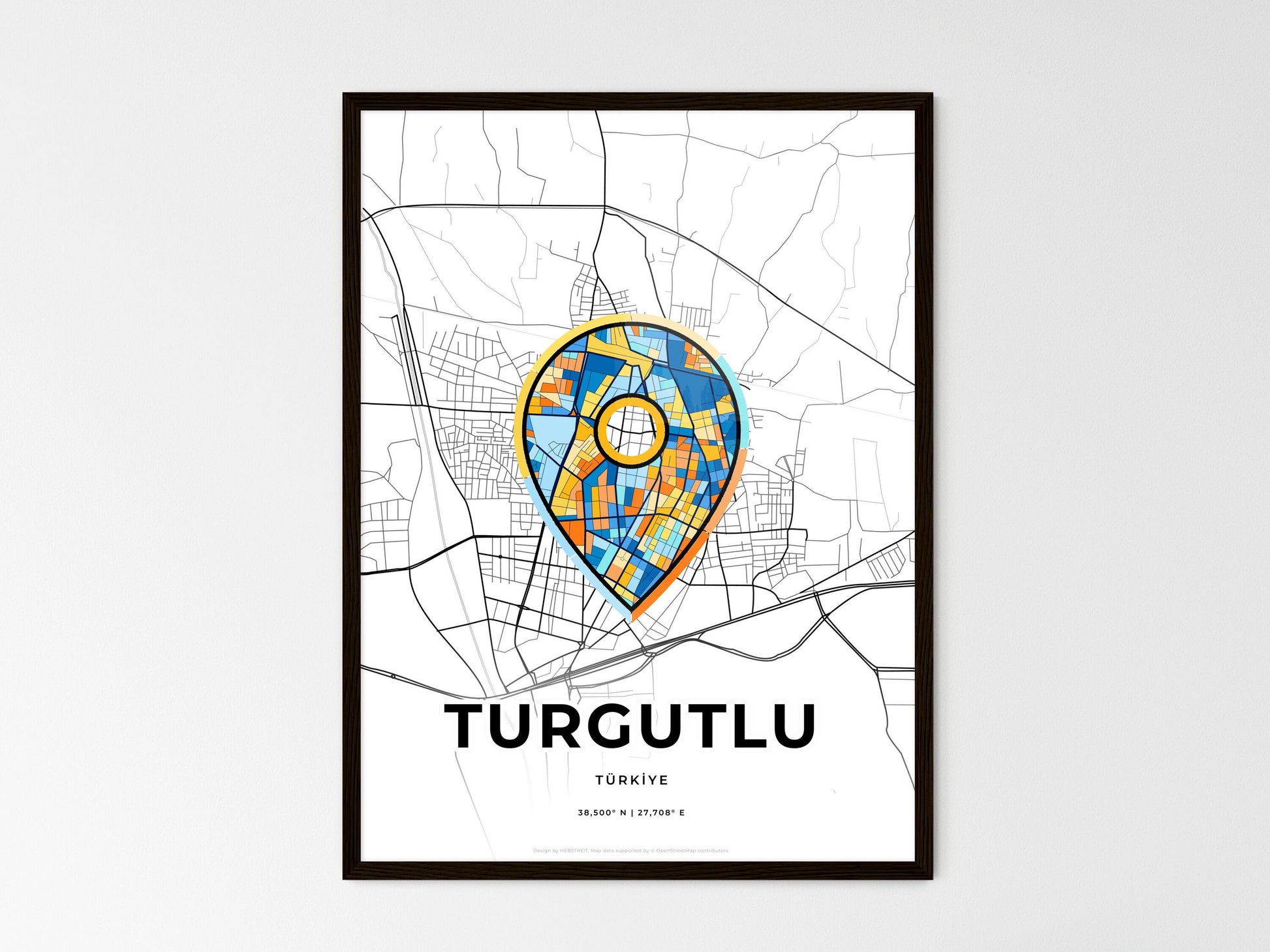 Turgutlu Turkey wedding art map with pointer icon