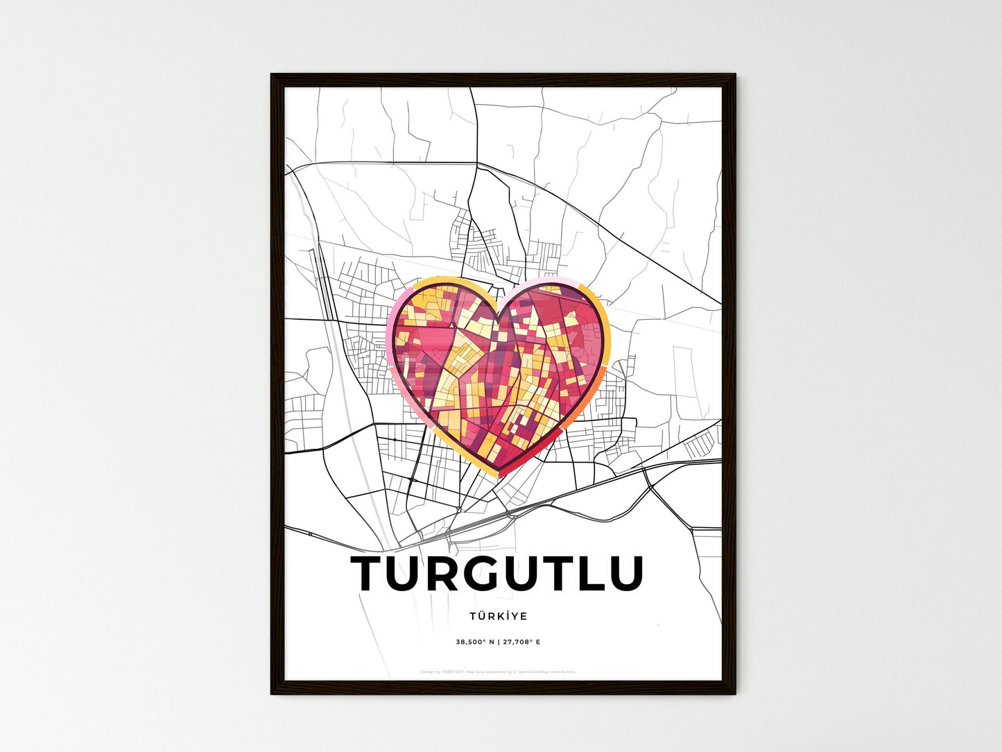 Turgutlu Turkey wedding art map with heart icon
