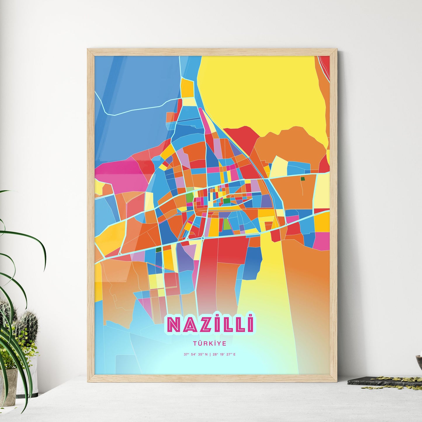 Colorful NAZILLI TURKEY Fine Art Map Crazy Colors