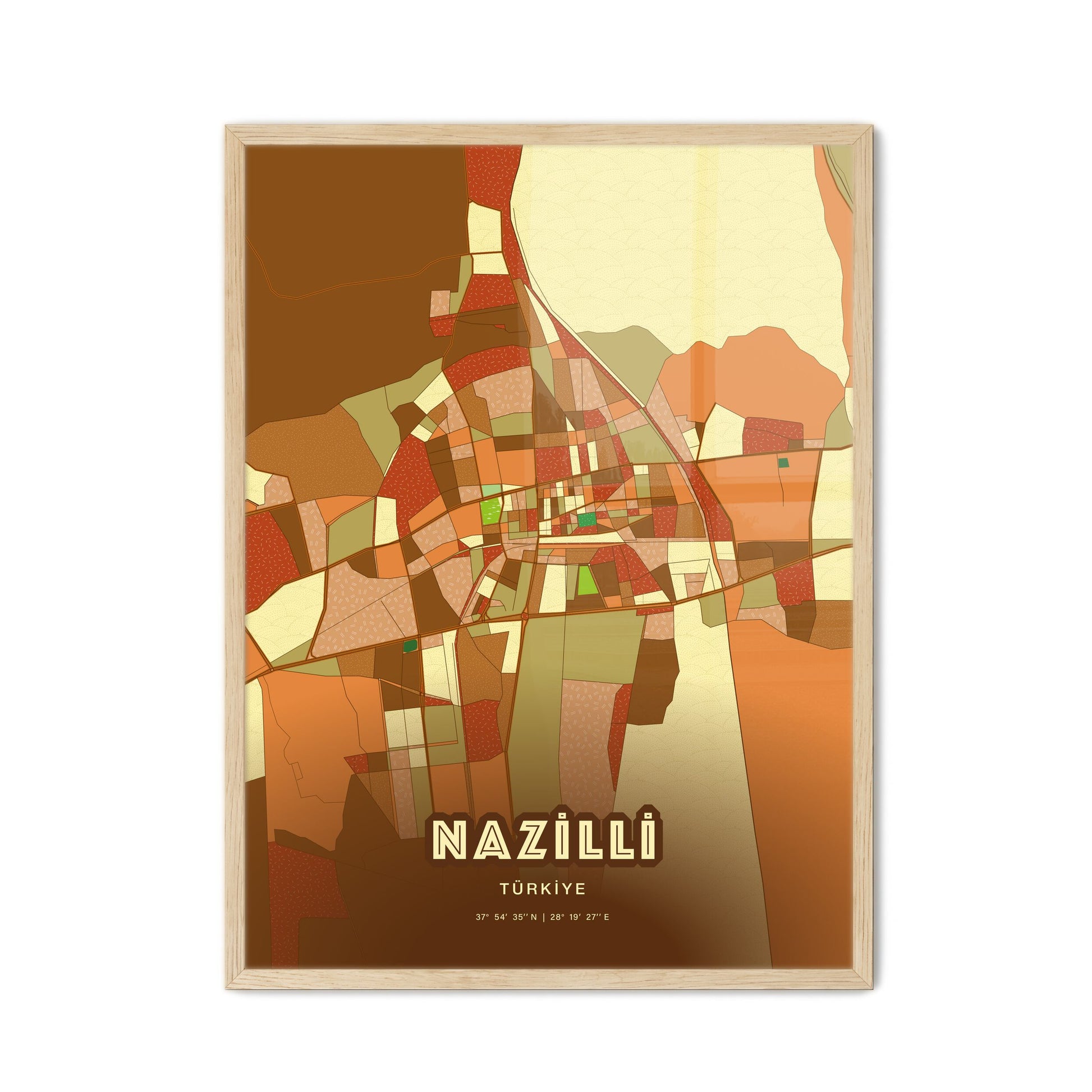 Colorful NAZILLI TURKEY Fine Art Map Farmhouse