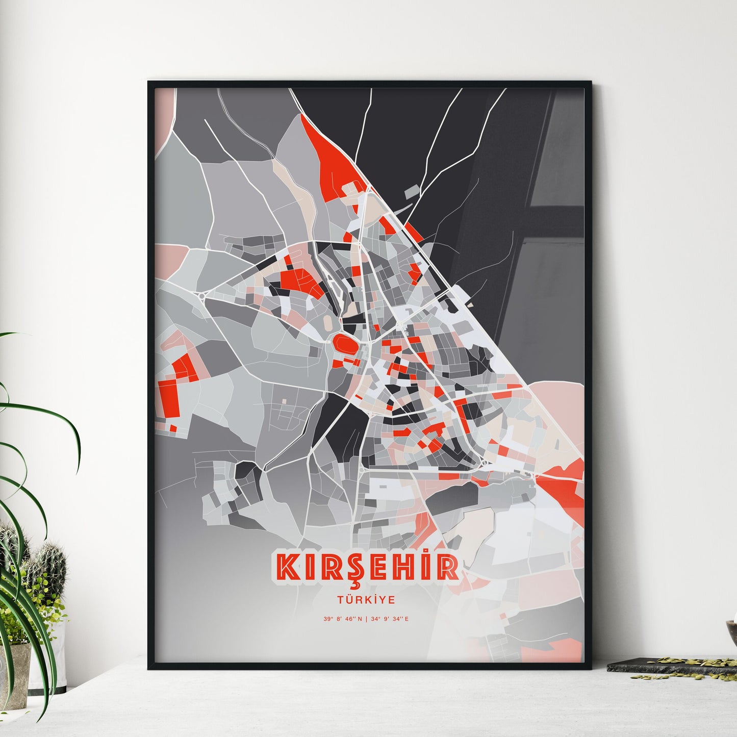 Colorful KIRŞEHIR TURKEY Fine Art Map Modern